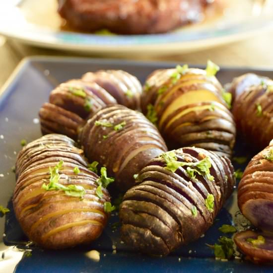 Grilled Hasselback Potatoes - Recipe photo by West Via Midwest