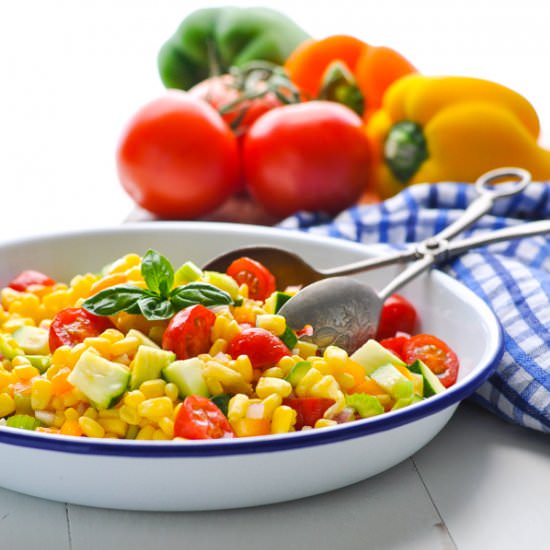 Healthy and Easy Summer Corn Salad - Recipe photo by The Seasoned Mom