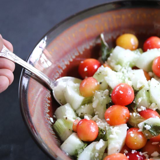 Cherry Cucumber and Feta Salad - Recipe photo by Masalachilli