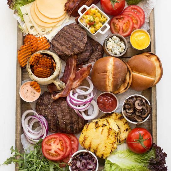 Gourmet Burger Board - Recipe photo by Kiwi and Carrot