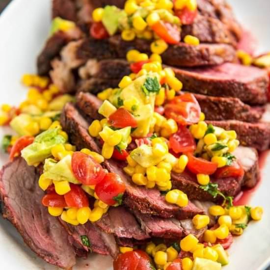 Smoked Tri Tip with Corn Salsa - Recipe photo by garnishedplate