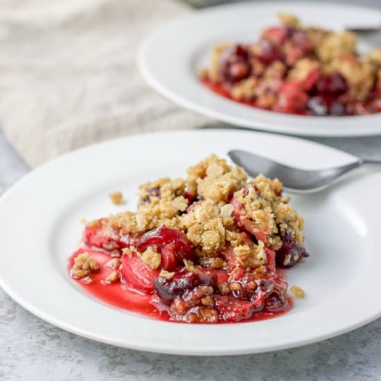 Cherry Rhubarb Crisp - Recipe photo by Dishesdelish