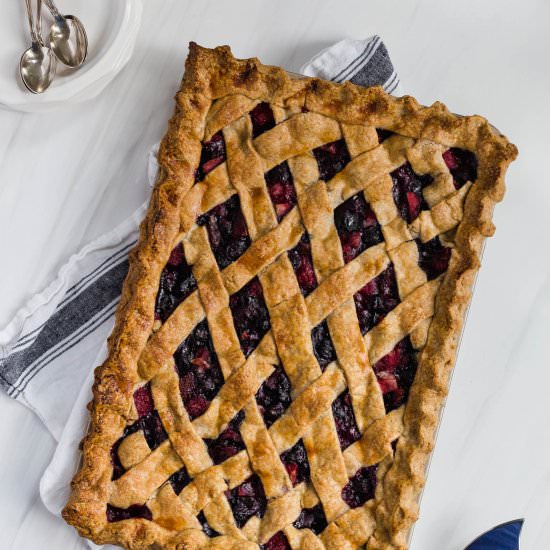 triple berry spelt slab pie - Recipe photo by wellseasonedstudio