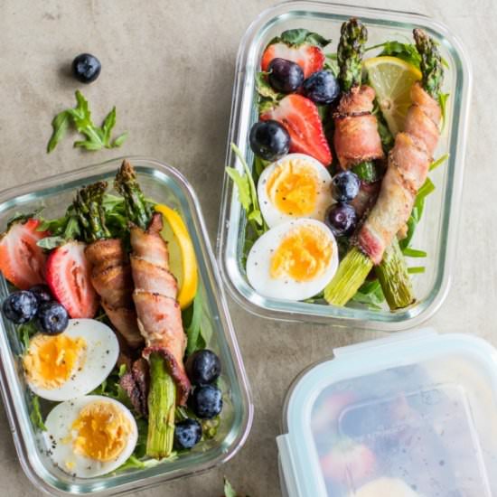 Keto Bacon Wrapped Asparagus Bowls - Recipe photo by mealpreponfleek
