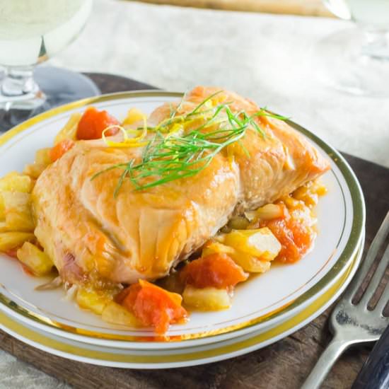 Plank Grilled Salmon - Recipe photo by garlic and zest