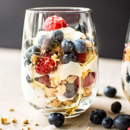 Red, White, and Blue Yogurt Parfait - Recipe photo by saltandlavender