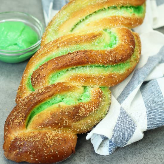 Pandan Coconut Braided Bread - Recipe photo by El Mundo Eats