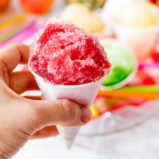 Snow cones with homemade syrup - Recipe photo by KitchenSanctuary