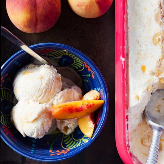 Bourbon Peach Ice Cream - Recipe photo by theunlikelybaker