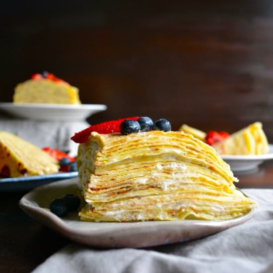 Lemon & Berry Crepe Cake - Recipe photo by Wanderings in my Kitchen