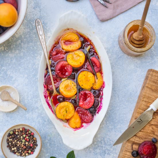 Roasted Plums and Blueberries - Recipe photo by VegetarianVentures