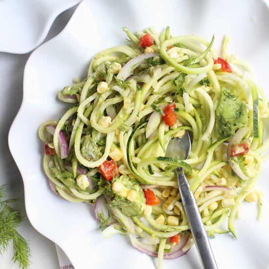 Zoodle Salad With Avo Miso Dressing - Recipe photo by CitNutritionally