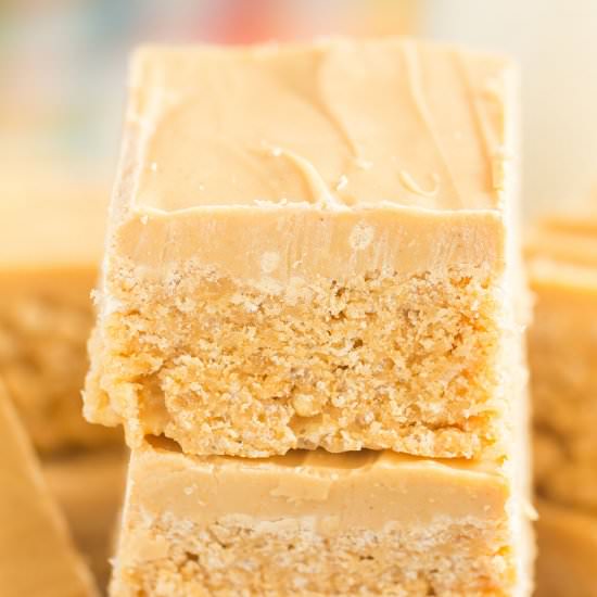 White Chocolate Peanut Butter Scotcheroos - Recipe photo by FoodFanatical