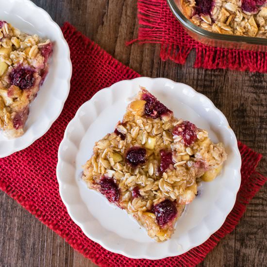 Raspberry Apple Baked Oatmeal - Recipe photo by FoodFanatical