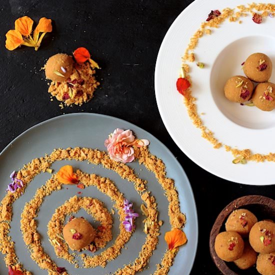 Deconstructed Besan Laddu - Recipe photo by Eat More Art