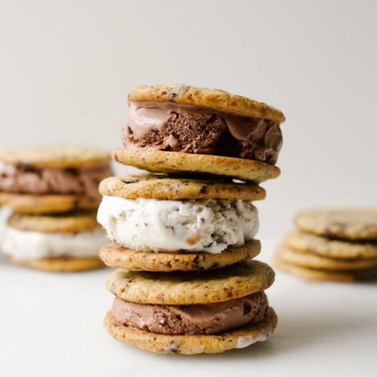 Chocolate Chip Ice Cream Sandwiches - Recipe photo by thewoodandspoon