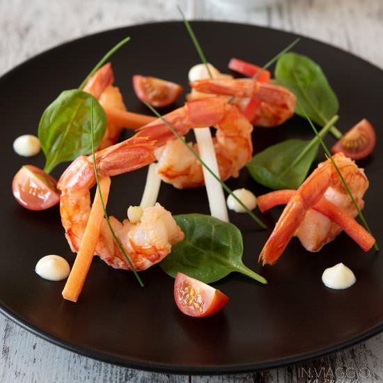 Grilled prawn salad with aioli - Recipe photo by inviaggioincucina