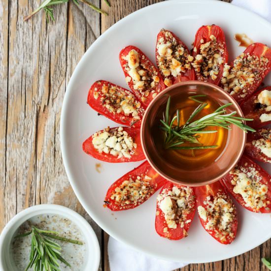ADDICTING FETA STUFFED TOMATO - Recipe photo by sustainablecooks