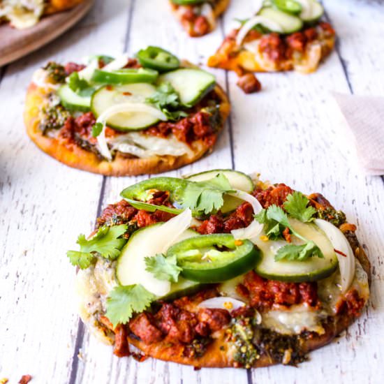 Cubano Style Mini Naan Pizza - Recipe photo by mom under pressure