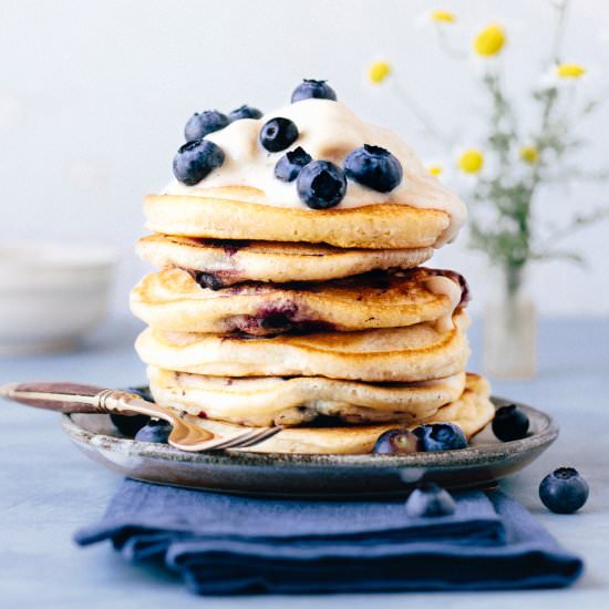 Vegan Fluffy Blueberry Pancakes - Recipe photo by myvibrantkitchen