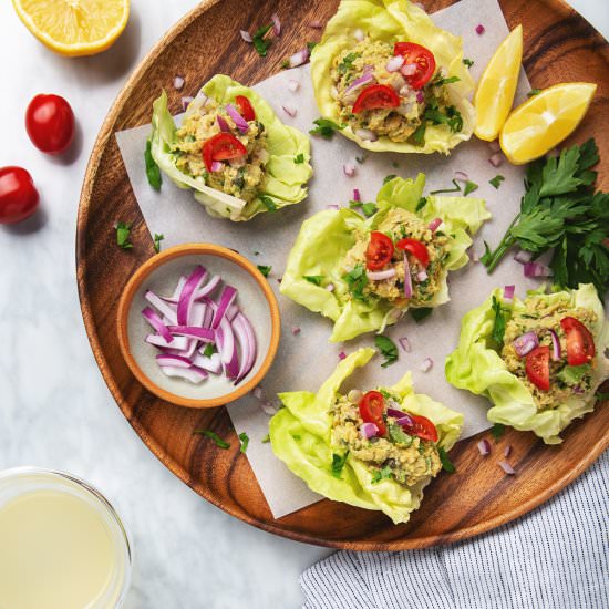 Chickpea Salad Lettuce Wraps - Recipe photo by PicklesNHoney