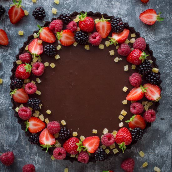 Vegan No-Bake Chocolate Tart - Recipe photo by Domestic Gothess