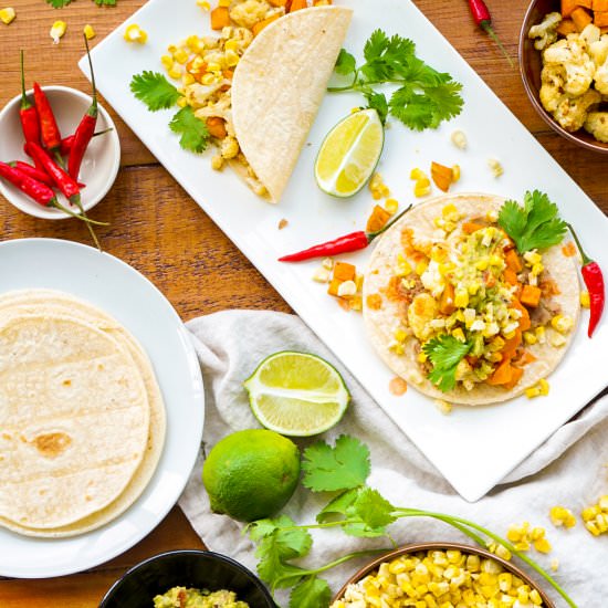 Cauliflower Sweet Potato Tacos - Recipe photo by whoneedssalad
