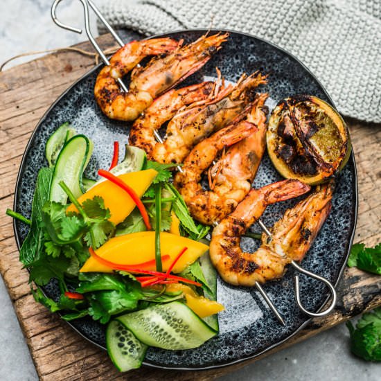 Spiced Prawn Skewers - Recipe photo by TheFitFoodie
