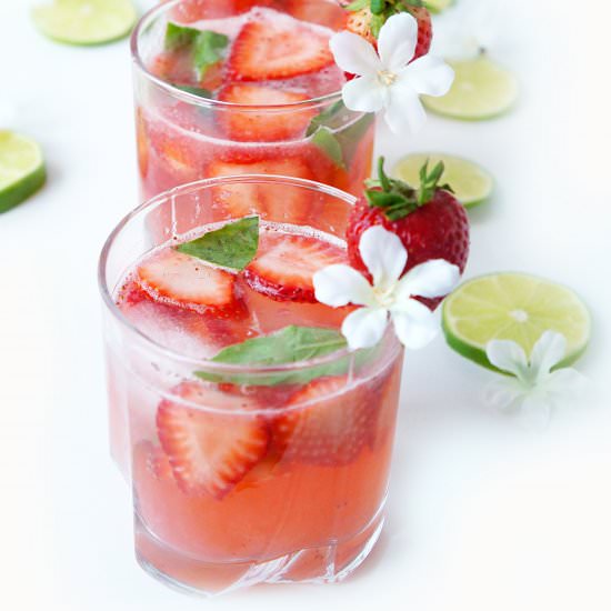 STRAWBERRY BASIL LIME SPRITZER - Recipe photo by Hauteandhealthy