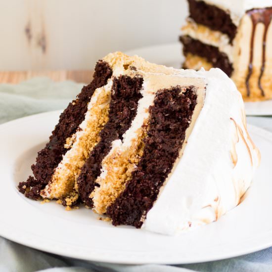 Peanut Butter S'mores Cake - Recipe photo by asliceofsweet