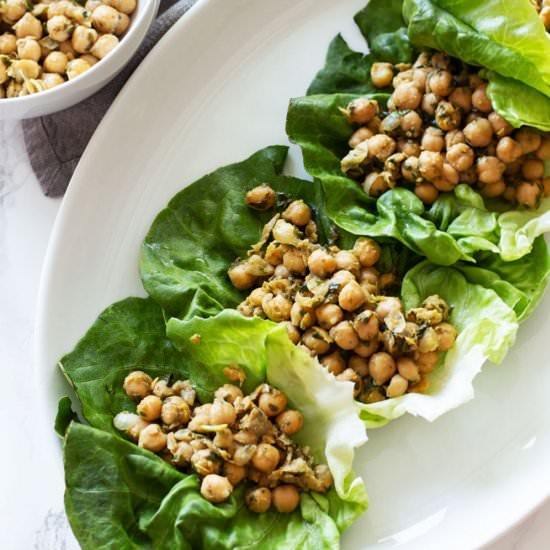 Pesto Chickpea Lettuce Wraps - Recipe photo by recipesworthrepeating