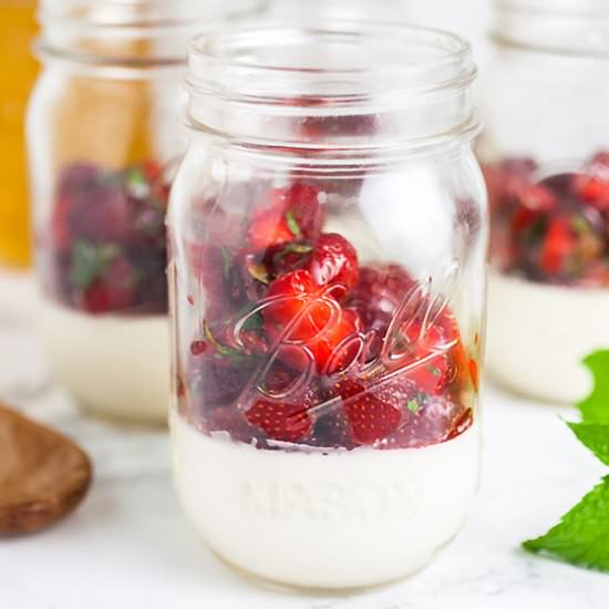 Easy Strawberry Mint Panna Cotta - Recipe photo by therusticfoodie