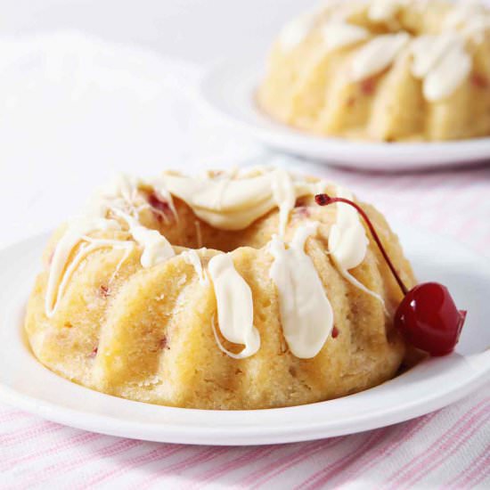 White Chocolate-Cherry Bundt Cakes - Recipe photo by thespeckledpalate