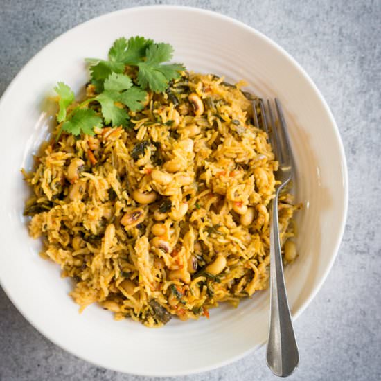 Black Eyed Peas & Spinach Rice - Recipe photo by pipingpotcurry