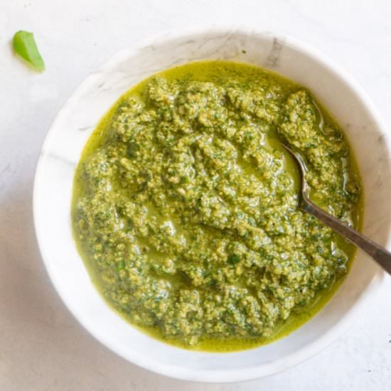 Homemade Basil Walnut Pesto - Recipe photo by pipingpotcurry