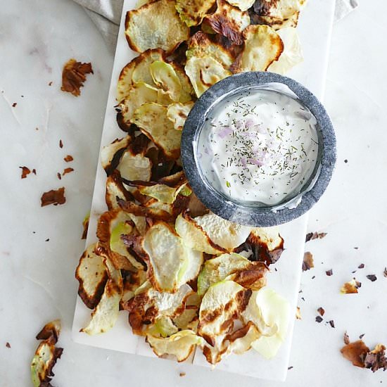 Baked Kohlrabi Chips & Yogurt Dip - Recipe photo by its_a_vegworld_afterall