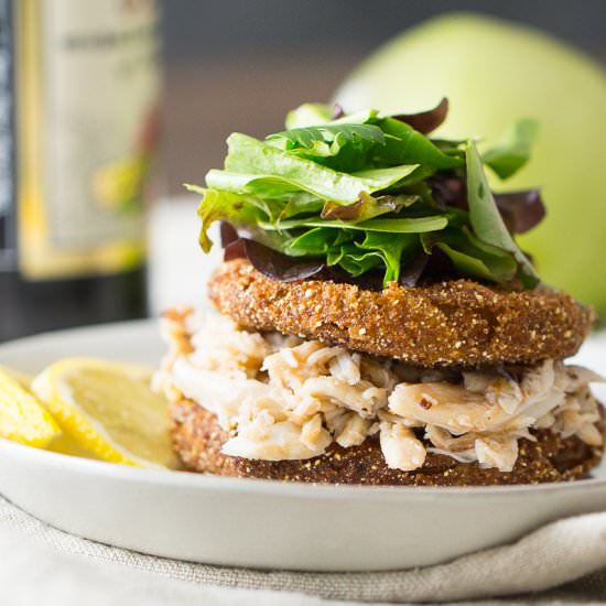 Fried Green Tomatoes with Crab - Recipe photo by basilandbubbly