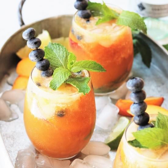 Gingered Peach & Blueberry Mojitos - Recipe photo by Give it Some Thyme