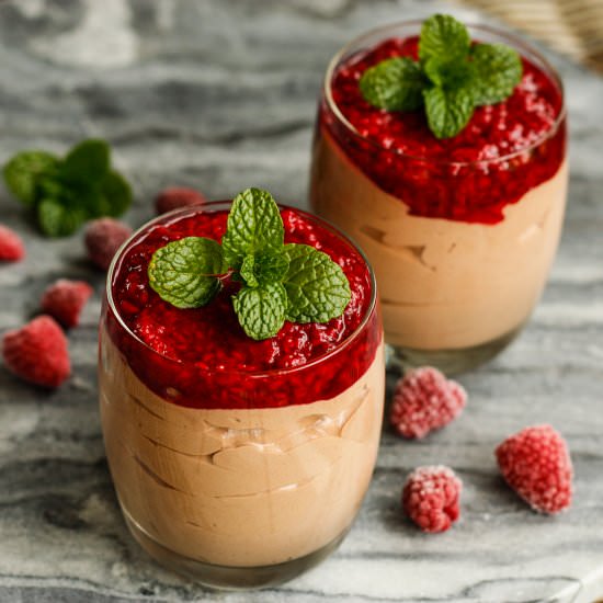 Chocolate Mousse + Raspberry Sauce - Recipe photo by LIFESTYLE HOME HEALTH