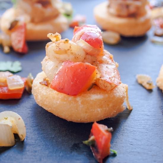 Arepa Shrimp Bites - Recipe photo by More Than You Can Chew