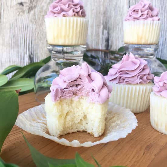 Lemon with Blackberry Cupcakes - Recipe photo by rumblyinmytumbly