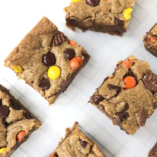 Triple Threat Peanut Butter Blondie - Recipe photo by cookiesandcalligraphy
