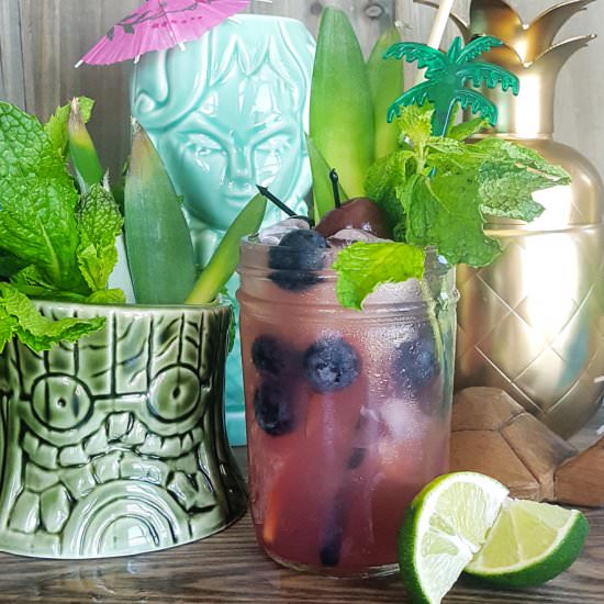 Blueberry Rum Tiki Cocktail - Recipe photo by FeastInThyme