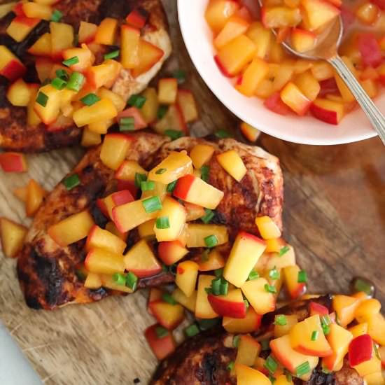Grilled Chicken With Peach Chutney - Recipe photo by dashofmandi