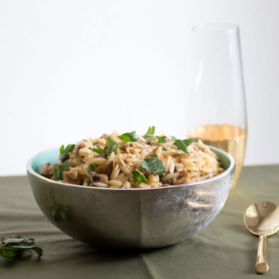 Mushroom Orzo Salad - Recipe photo by kitchencoup