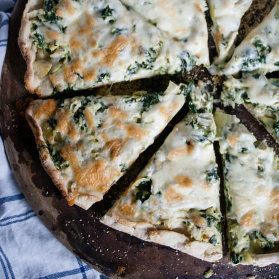 Chicken, Spinach & Artichoke Pizza - Recipe photo by asavoryfeast