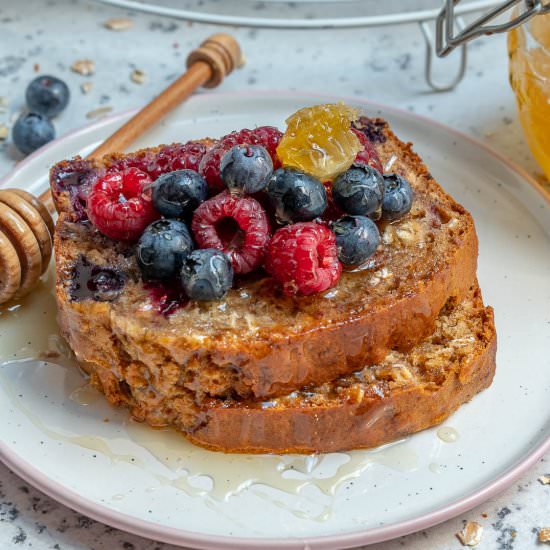 Healthy Blueberry Oatmeal Bread - Recipe photo by Blondelish.com