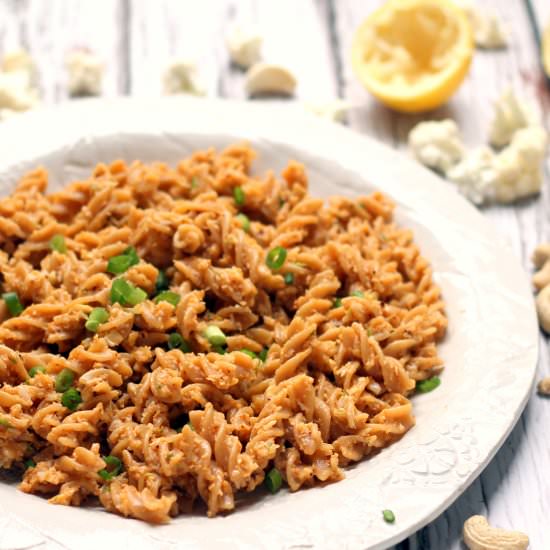 Roasted Cauliflower Pesto Pasta - Recipe photo by happyveggiekitchen
