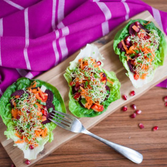 Raw Beetroot Salad Gondolas - Recipe photo by MyPurePlants