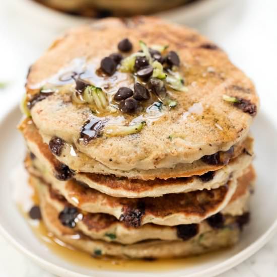 Zucchini Chocolate Chip Pancakes - Recipe photo by simplyquinoa